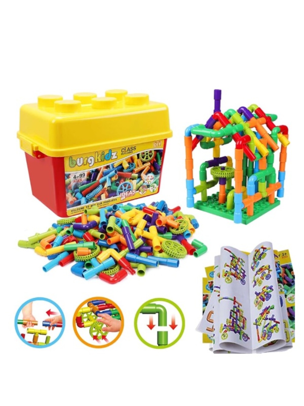 180 Piece Stem Building Blocks DIY Activities (Large Brick compatible)